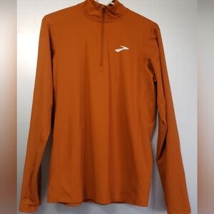 WOMANS BROOKS ATHLETIC JACKET/ PULLOVER. RUST COLOR. SIZE S. ¼ ZIPPER.